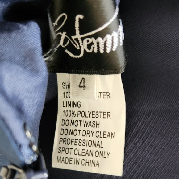 La Femme 29888 Scoop Laced A-Line Satin Embellished Evening Gown Navy Blue 4 NWT - Picture 7 of 10